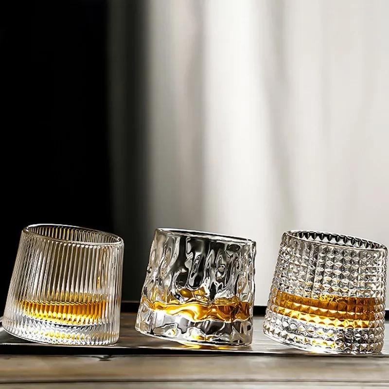 Förtjockade Vinglas Blyfri kopp Roterande Whiskyglas Transparenta Dricksglas Dricksglas Konjak Vodka Ölkopp