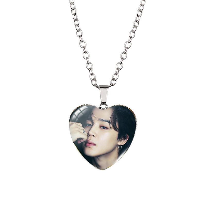 Heart Shaped Bts Jewelry Necklace Featuring Beautiful Gemstone Inlaid Design For Fans