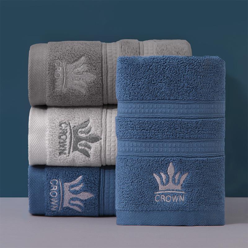 Unisex Antibacterial Quick-Dry Pure Cotton Bath & Face Towel - Soft, Absorbent & Thickened 34x75 cm темно-синий