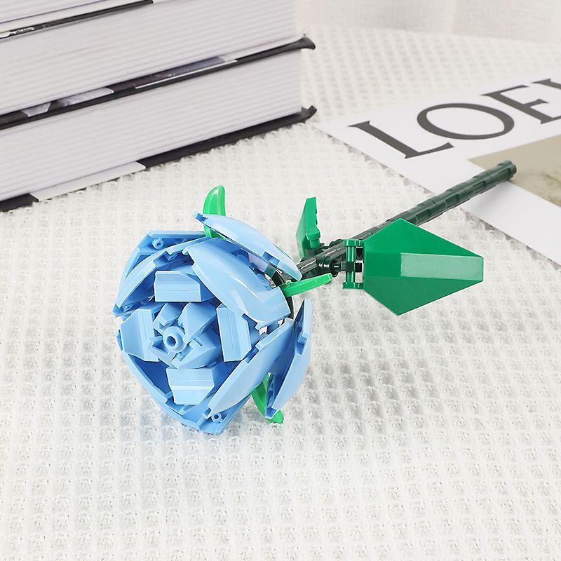 Creative Romantic Rose Flower Home Desk Plant Bouquet Decoration Building Blocks Bricks Birthday Valentine's Day Gifts for Girls Lover Lady