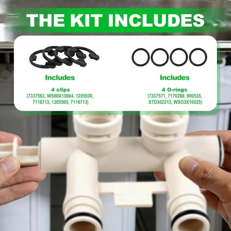 7337571 7170288 Universal Water Softener Seal Replacement Pack Includes 4 Clip 4 Seals & 1 Removal Tool for Softener