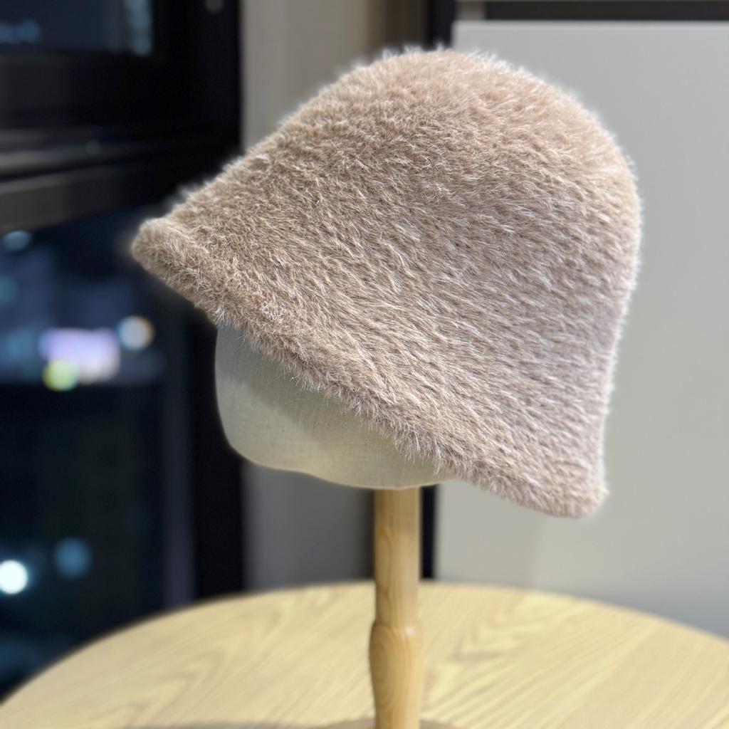 New All-match Thick Furry Knitted Fisherman Hat for Women in Autumn and Winter To Prevent Cold and Keep Warm and Show Face Small Bucket Hat Basin Hat