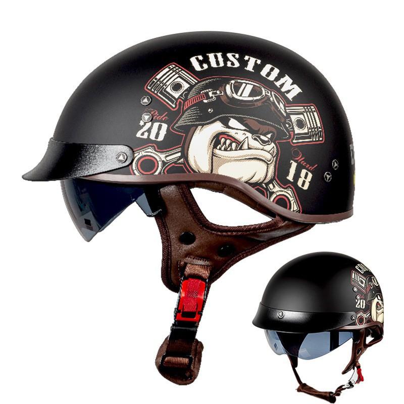Retro Motorcycle Helmet National Standard Certification Semi-helmet Men Women Electric 318 Knight