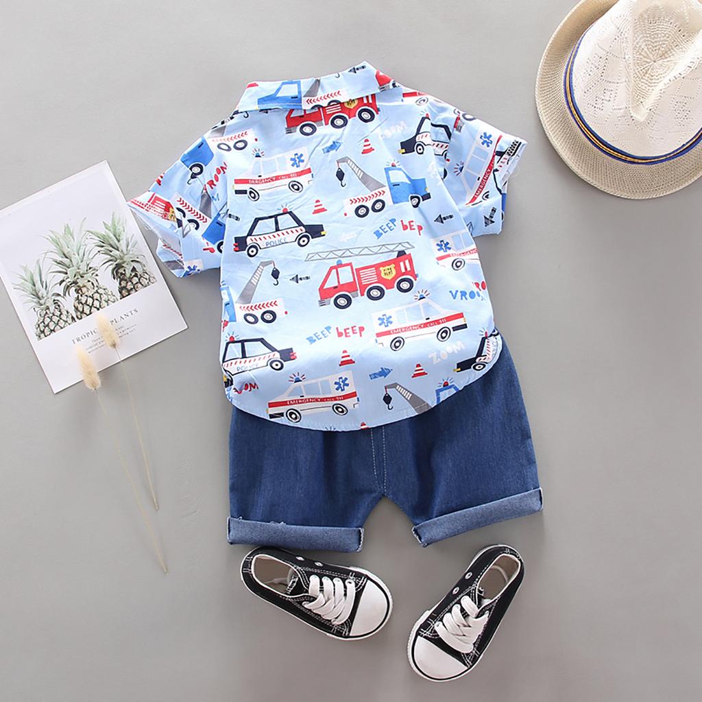 1-4Years Infant Baby Boys Clothes Set Cartoon T-shirt Tops+Shorts Summer Outfits