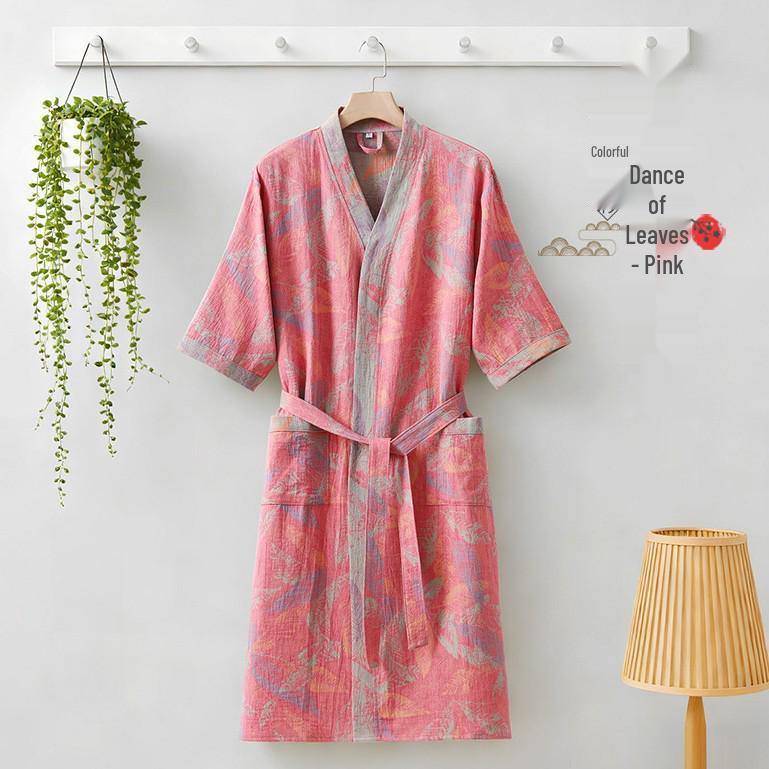 Pure Cotton Double Gauze Chinese Style Couple Bathrobe - Spring/Summer, Thin, Absorbent, Quick-Drying Pajamas/Homewear