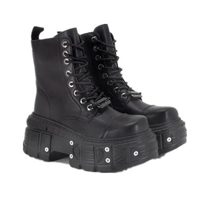 Punk Style Women Boots Lace-up Heel Height Platform Shoes Woman Gothic Ankle Rock Boots Metal Decor Man And Woman Sneakers 2024