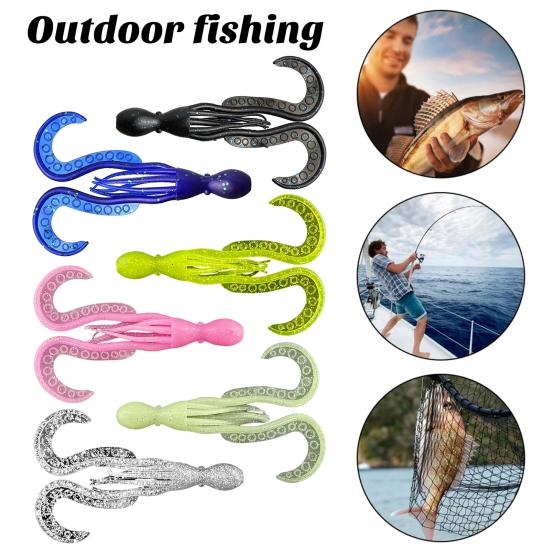 10Pcs 11CM/4.2G Luminous Soft Octopus Bait Colorful TPE Glow-in-the-dark Realistic Bionic Artificial Squid Lure Saltwater Freshwater Trolling