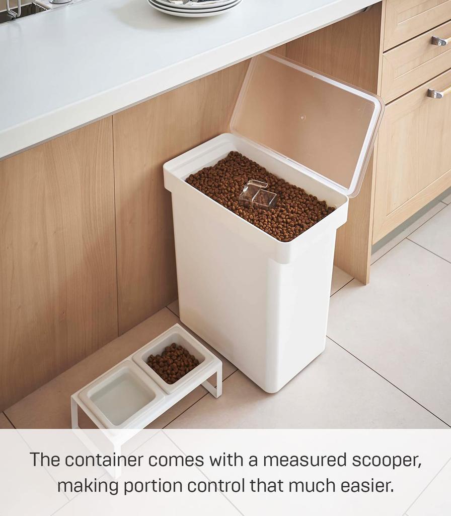 Yamazaki Jitsugyo Lufttett dyrefôrmagasin 12kg med målebeger Hvit B41 x D24 x lokk er cm Tower Food Stocker Oppbevaringsbeholder 5617 Ca.