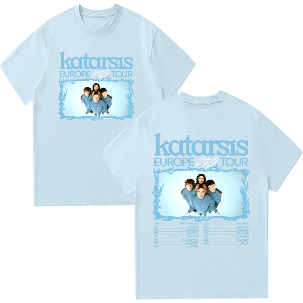Katarsis Europe 2025 Tour Trička Katarsis Band Tričko Léto Čistá Bavlna Oblečení Ženy Muži Krátký Rukáv Y2K Ležérní Streetwear