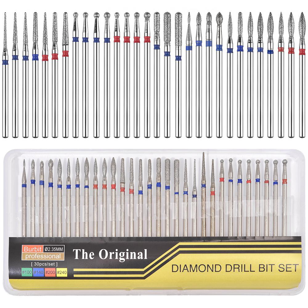 

Набор из 30 шт. алмазных фрез для ногтей для маникюра, кутикулы, фреза для фрезерования, педикюр, маникюр, шлифовка, полировка