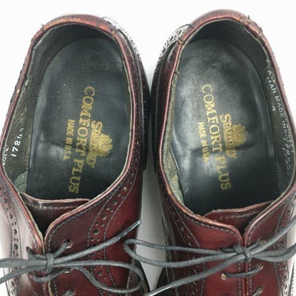80s Vintage STAFFORD Semi Brogue Cap Toe Shoes Burgundy size 7.5D 25.0-25.5 Men's(USED)