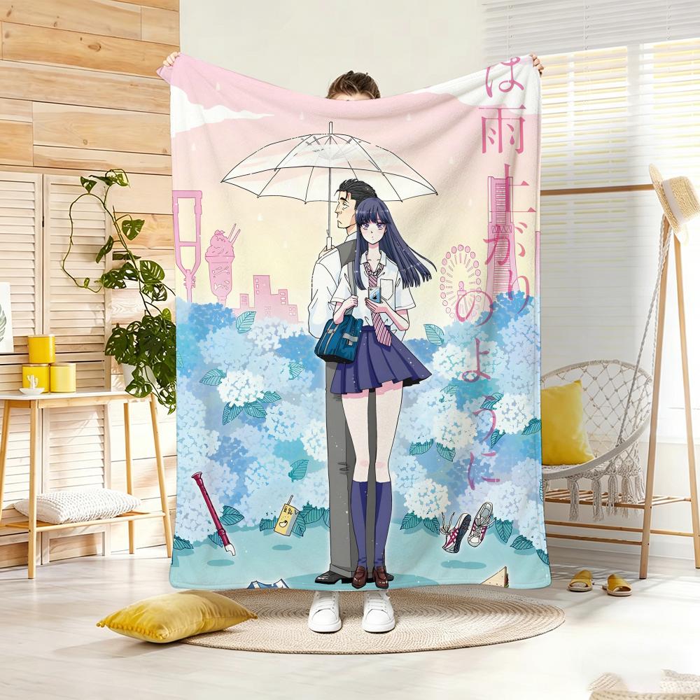 Anime A-AfterS theS RainS Throw Lightweight 240g Flannel Blanket Soft Skin-friendly for Summer Cooling