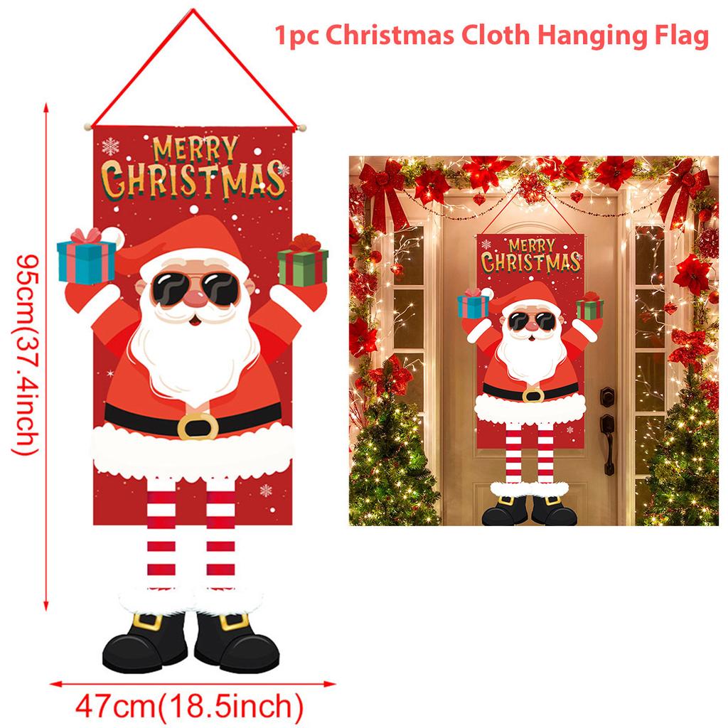 Wisząca flaga świąteczna Baner na drzwi ganku Dekoracje świąteczne do domu 2024 Ozdoby Prezenty świąteczne Navidad Wystrój noworoczny 2025