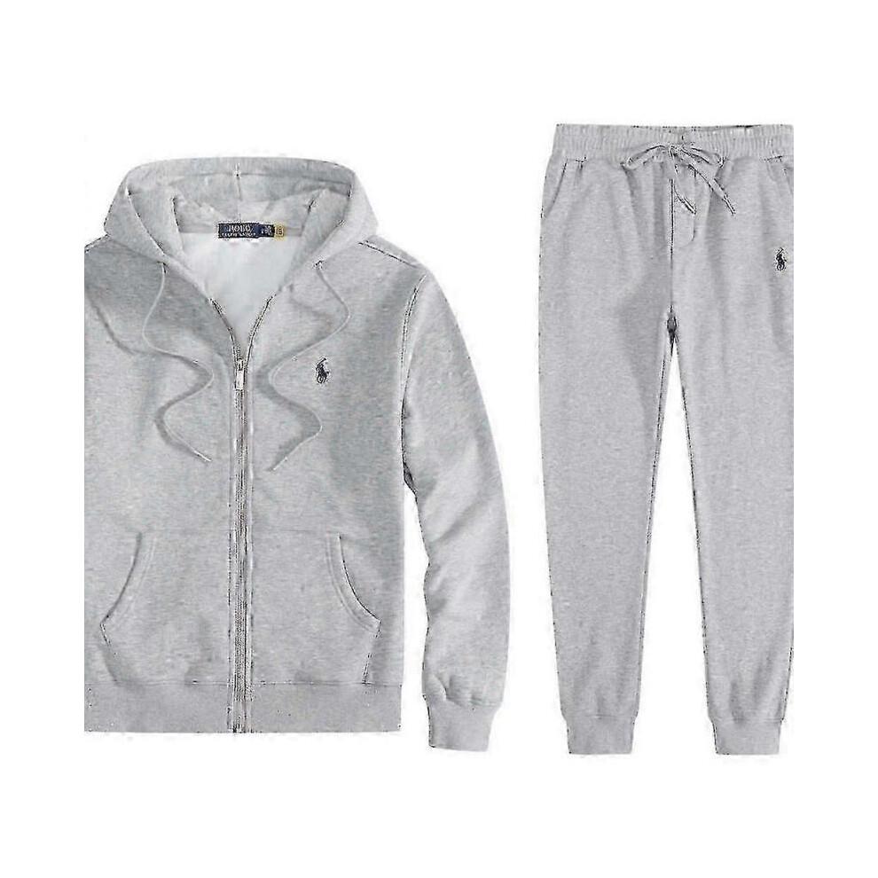 (Sweat à capuche avec étiquette noir et blanc, taille L)Ensemble Hoodie Polo Brodé pour Homme avec Veste Polaire et Cardigan
