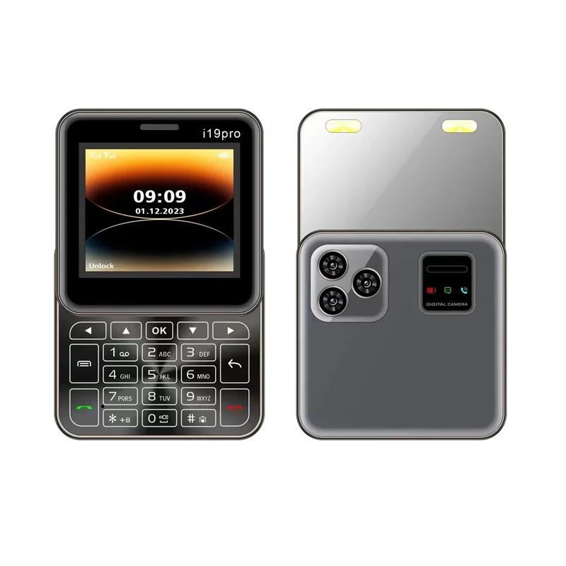 Nový vysouvací mini mobilní telefon i19 Pro čtvercový 2,4palcový Dual SIM 2G GSM Bluetooth FM Fotoaparát Odemčený Malý mobilní telefon