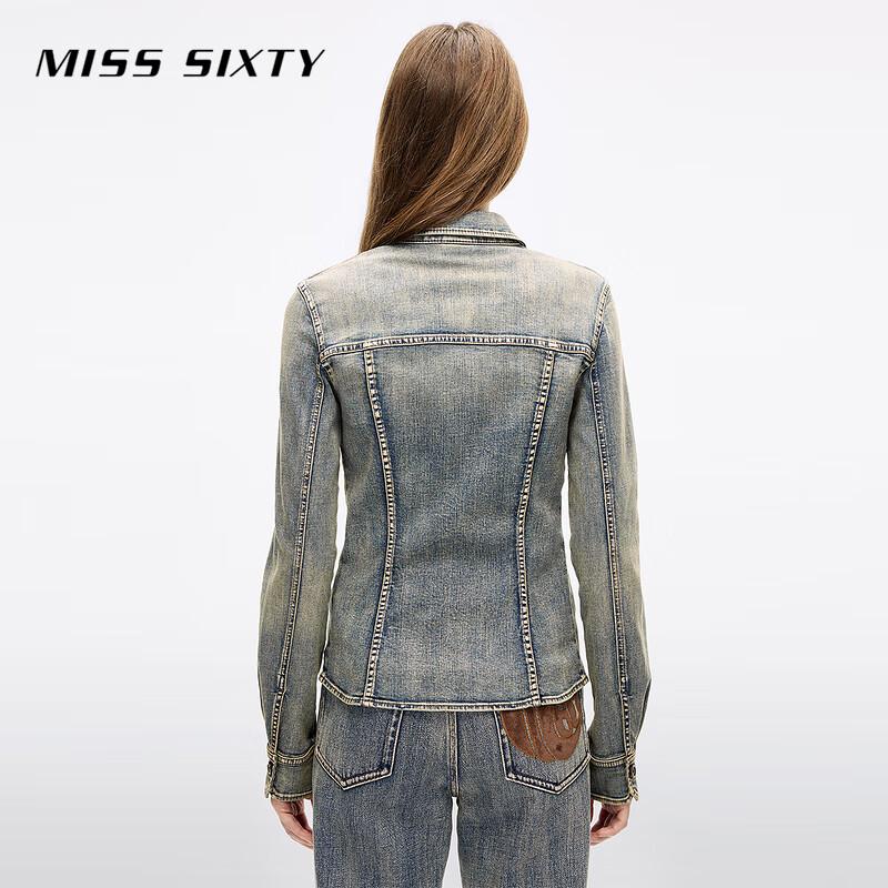 MISS SIXTY Women's Retro Washed Patchwork Denim Shirt
