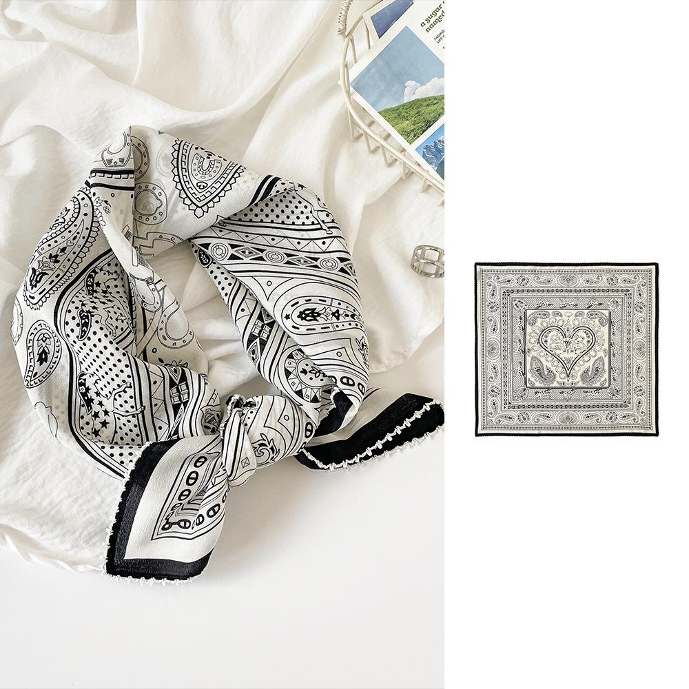 Summer 61 Silk Collection Women's Silk Scarf Medium Square Scarf Double Crepe Fashion Sunscreen Silk Scarf Mulberry Silk Lace Premium Sense