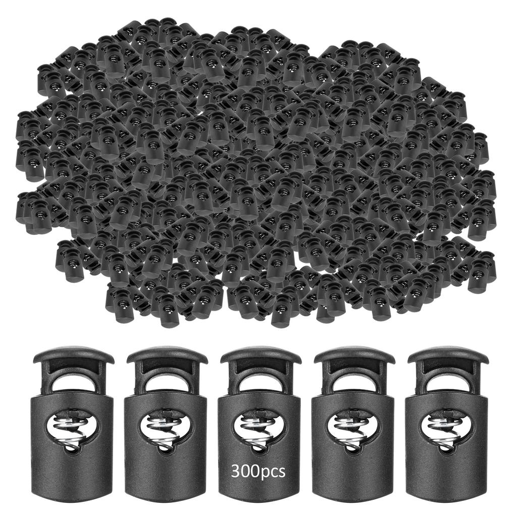 300Pcs Single Hole Spring Cord Locks Nylon Rope Buckle Luggage Clothing AccessoriesSmall