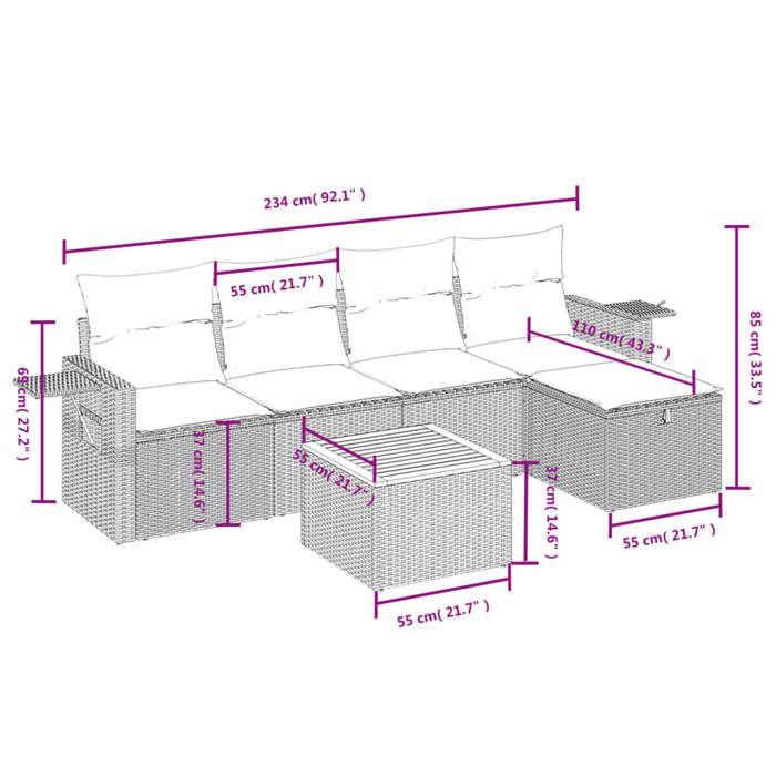 VidaXL Garden Lounge Set with Cushions 6 Pcs, Patio Sofas, Patio Furniture Set, Outdoor Furniture, Mix 3264944