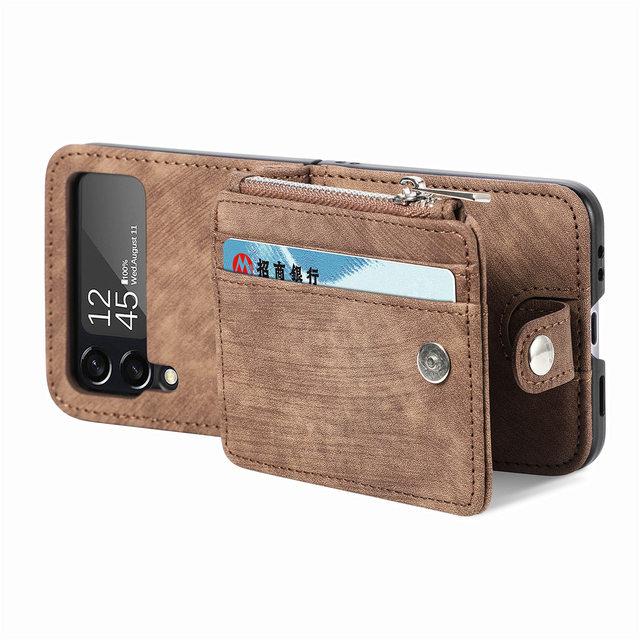 Plain Shockproof Leather Protective Case For Samsung Galaxy Z Flip 4 Flip3 Flip4 Flip 3 5g Phone Accessories Wallet Cover