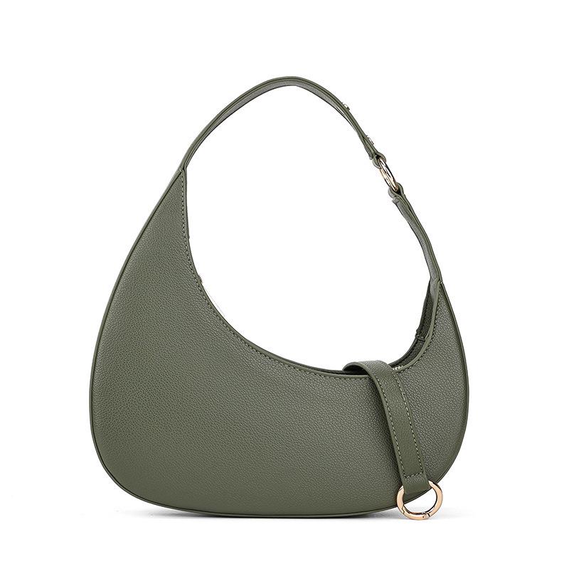 Elegant Solid Color Crescent Shoulder Bag: Chic High-End Handbag for Versatile Daily Use