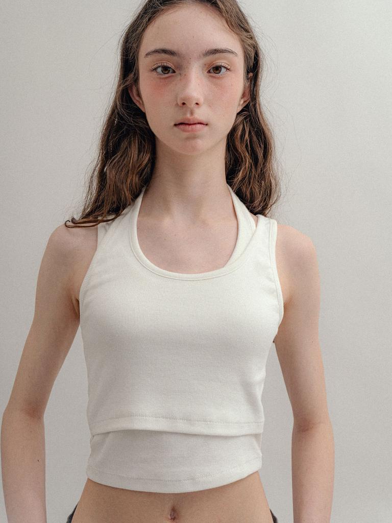 VISUS Layered Halter Top_White
