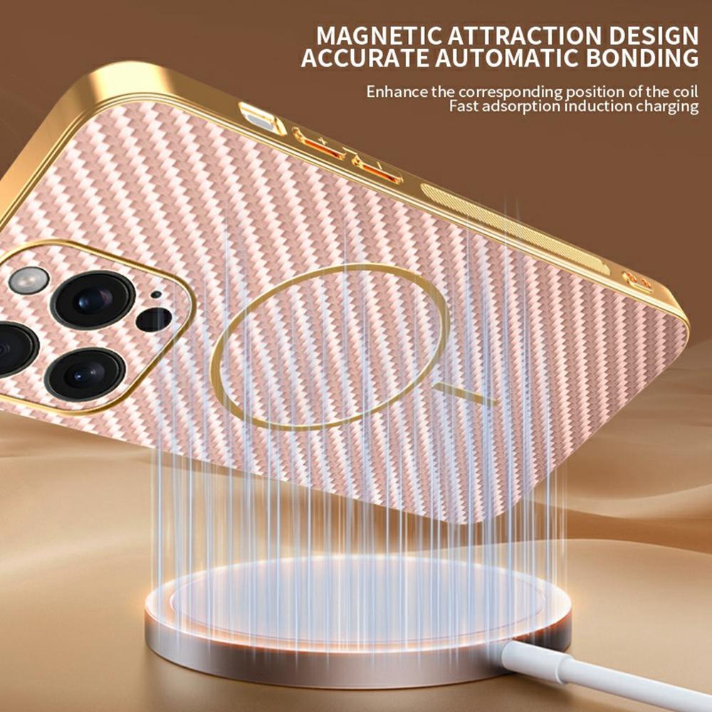 For iPhone 15 Pro Max Phone Case Carbon Fiber Textured Electroplated TPU Back Cover