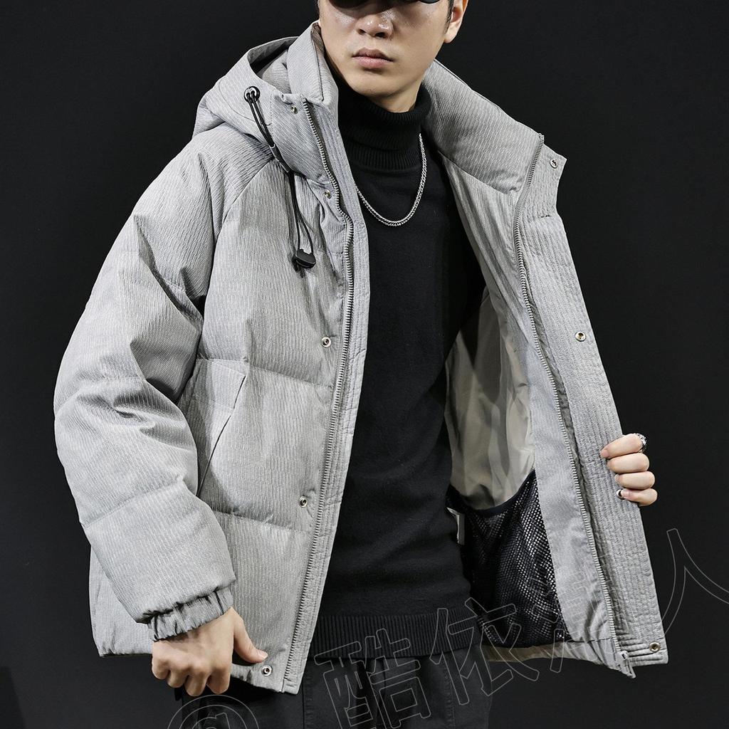 Men's Hooded Winter Jacket: 90% White Duck Down, 2025 High-End American Style, Warm & Trendy Outerwear, Plus Size Available.