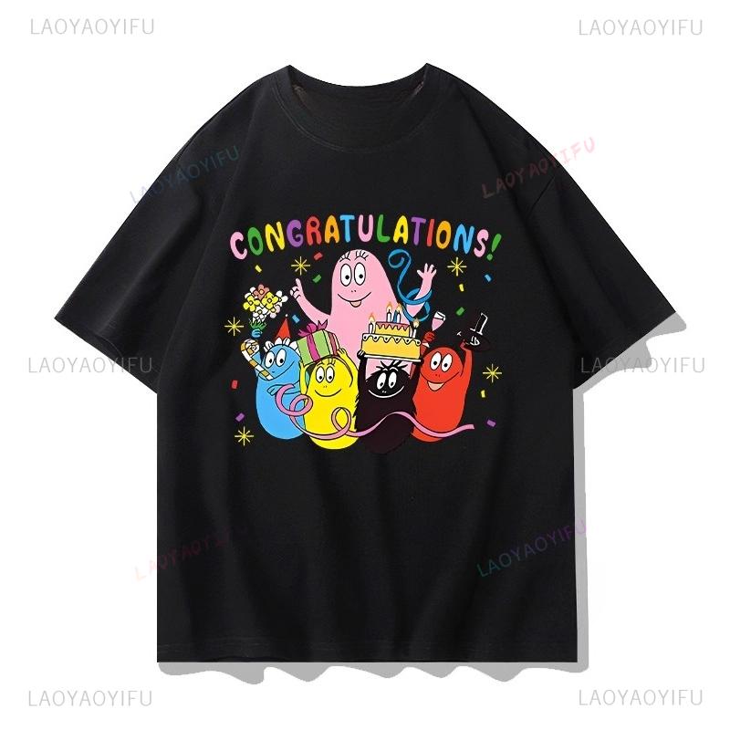 Les Barbapapa T-shirt Polyester Materiaal Goedkope Kinderkleding Casual Ronde Hals Klassieke Vintage Stijl Grafische T-shirts