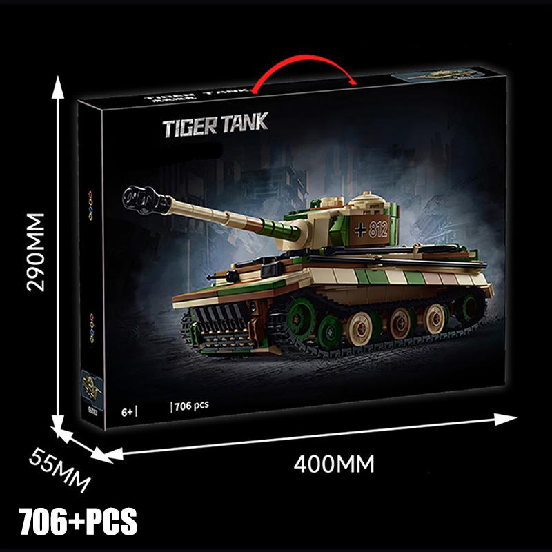 Military WW2 MOC Tiger Heavy Tank Army Main Battle Tank Soldiers Figures Building Blocks Bricks Set For Children Boys Toys Gifts