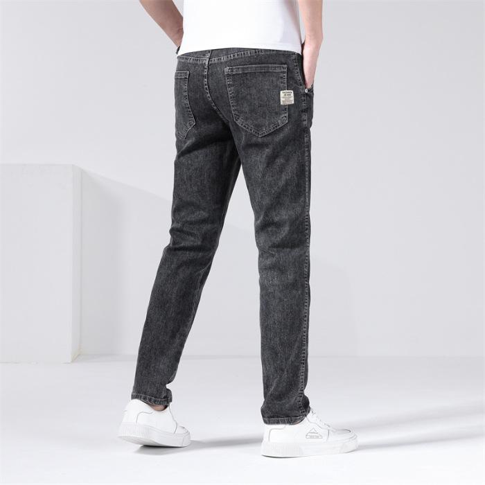 2024Spring And Autumn New High End Jeans Men'S Trendy Loose And Versatile Small Leg Pants Elastic Embroidered Thin Long Pants
