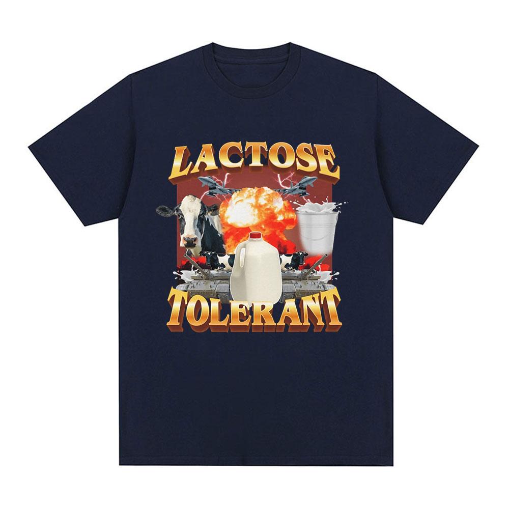 Lactose Tolerant Graphic Print T-Shirt Women Vintage Fashion Short Sleeve T-shirts 100% Cotton Casual Cozy Summer T Shirts
