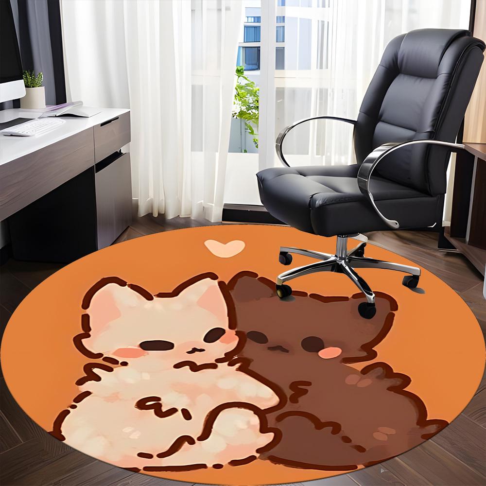 1PC Kittens Purrfect Office Round Area Rug,  Mat Suitable ForOffice, Under Office Chairs Bedroom Living Room Home Decor, Room Deco
