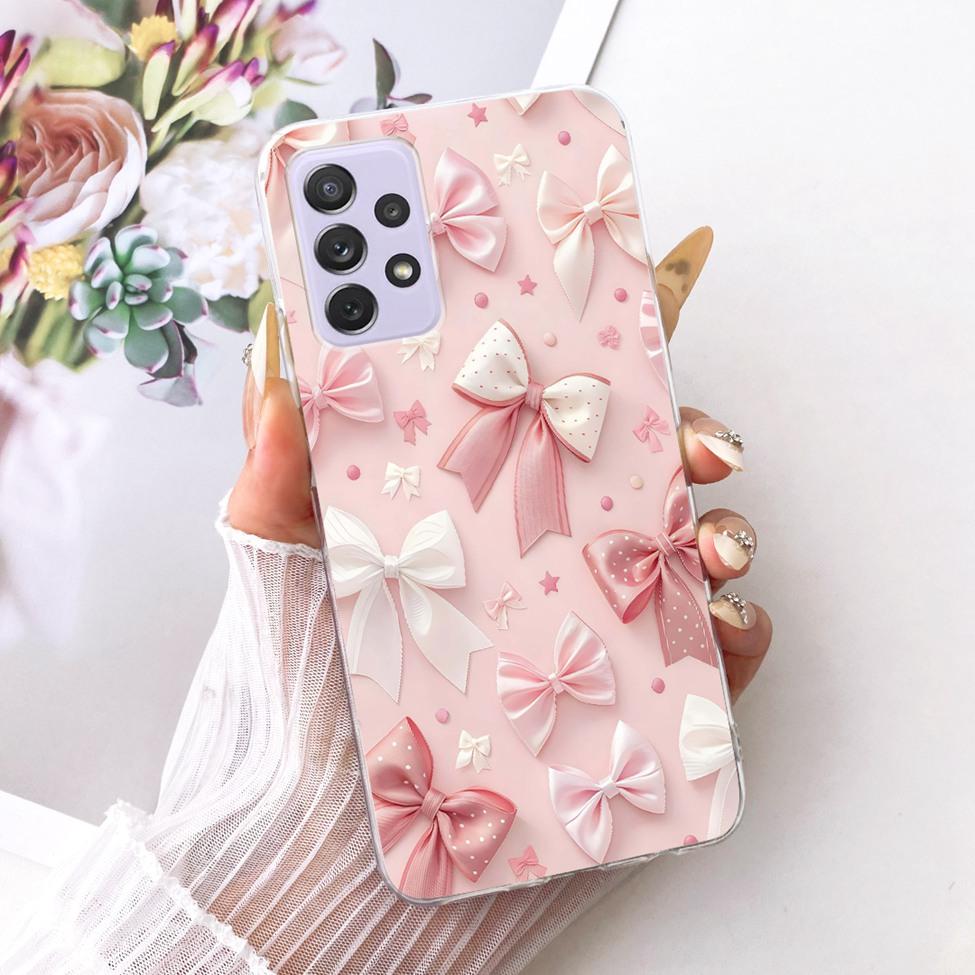 Transparent For Samsung Galaxy A72 4G Case Cute Fashion Flowers Funny Painted Casing For Samsung A72 4G SM-A725M SM-A725F Cover