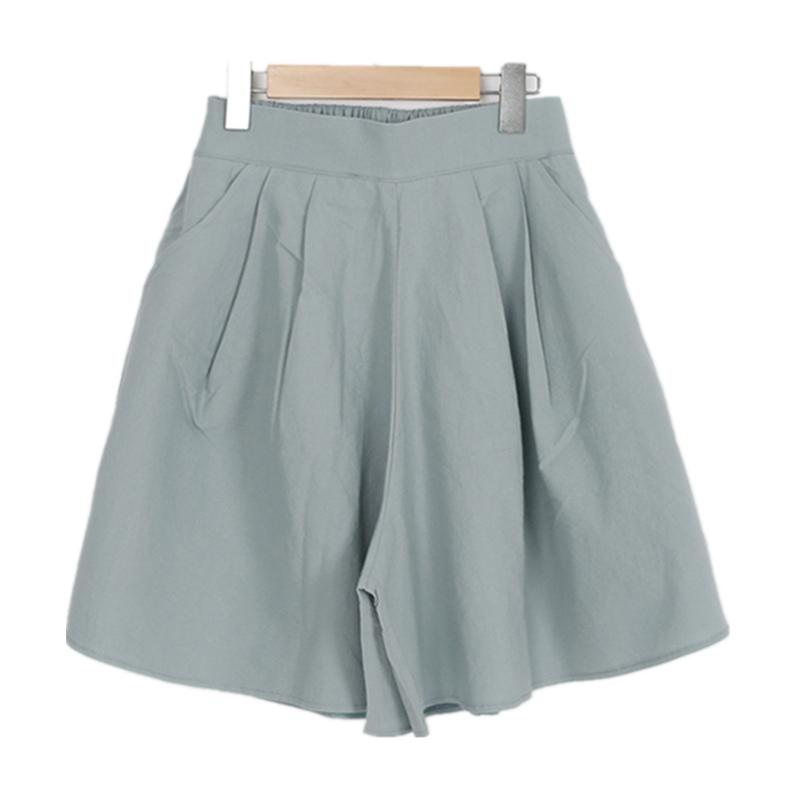 Short taille haute grande taille pour femme, pantalon ample à jambes larges, couleur unie, décontracté, tendance