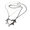 2 Pcs/Set Exquisite Bat Wing Heart Couple Necklace Heart Wing Pendant Necklace Set  Jewelry Decoration Gift for Girl Boy