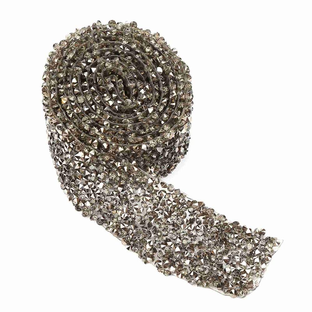 1pcs 1 Yard Length Rhinestone Mesh Ribbon 30mm Width Self-Adhesive Ribbon Crafts Decorations