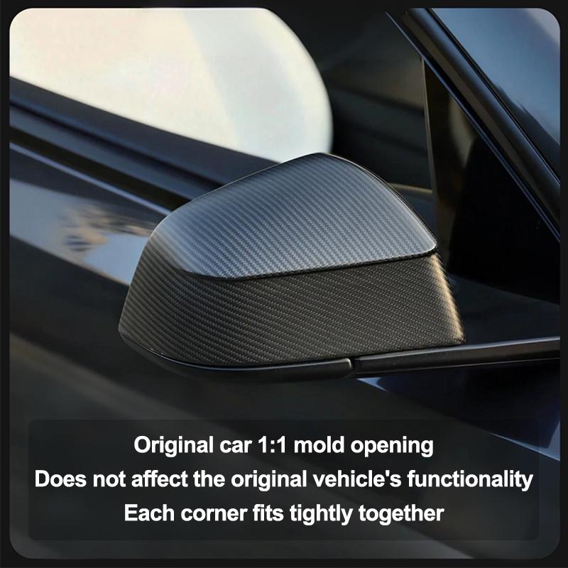 Paste Style Carbon Fiber Texture Rearview Mirror Caps For Tesla Model Y Juniper Side Mirror Housing Exterior Decor Protector