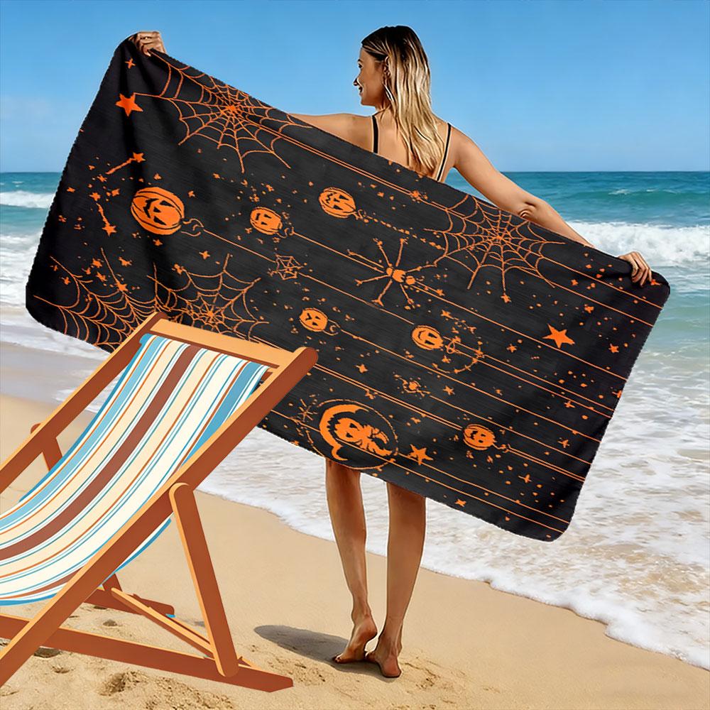 Enchanted midnight pumpkins Print beach towel, quick drying, suitable for travel, outdoor sports, jogging, the beach and swimming, gift