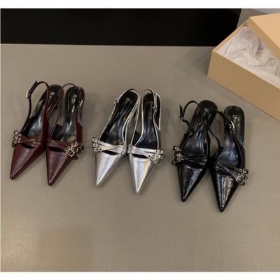 Sandales à talons hauts pour femmes, chaussures de printemps et d'été, escarpins de fête à bout pointu, à la mode, avec sangle à boucle, nouvelle collection