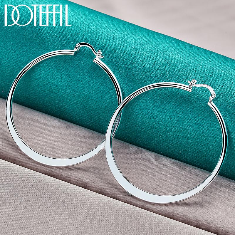 

925 стерлингового серебра 55 мм Большой обруч Серьги Модные ювелирные изделия