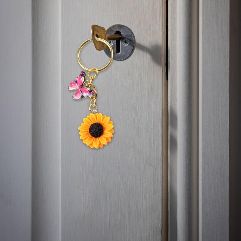 Sonnenblumen-Anhänger Schlüsselanhänger Für Naturliebhaber Mit Realistischem Harz Und Design