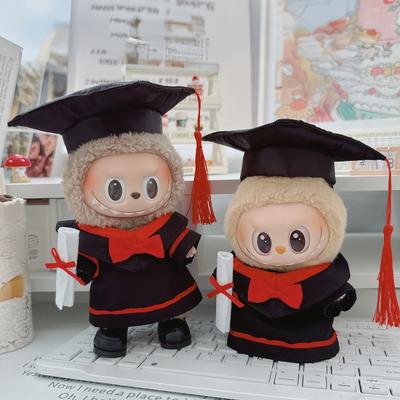For 17cm Labubu Doll Clothes Fashion Clothes Doctoral Gown Dresses Color Match Graduation Cap Bachelor Hat Dolls Accessories Cute Decoration