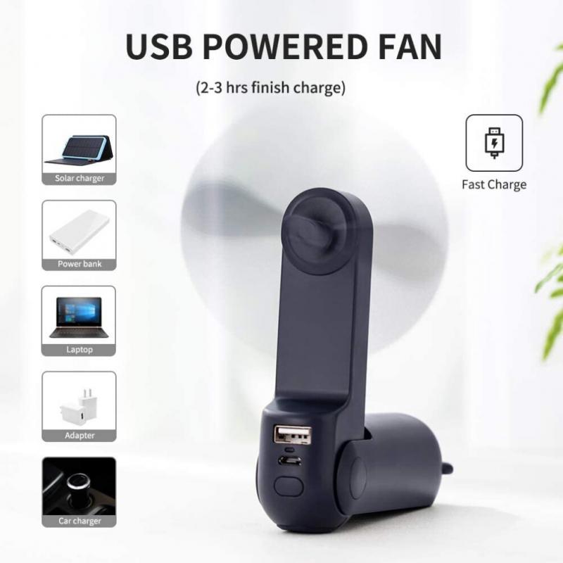 Handheld Mini Fan, 3 IN 1 Hand Fan, Portable USB Rechargeable Small Pocket Fan, Battery Operated Fan [14-21 Wor