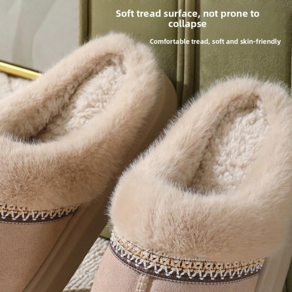 Plush Slippers for Autumn and Winter, Thick Soled Outdoor Cotton Slippers for Warmth At Home, Thickened Plush Thick Soled for Warmth
