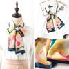 Women Long Printing Silk Scarf Imitated Silk Satin Hair Tie Sweet Streamers 14cm*145cm Fashion Elegance Office Hijab Headband