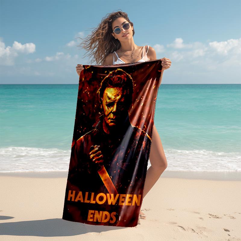 proof beach towel with The Revenge of Michael Myers pattern - soft,absorbent,quick-drying,machine washable - perfect for swimming,camping,bathing