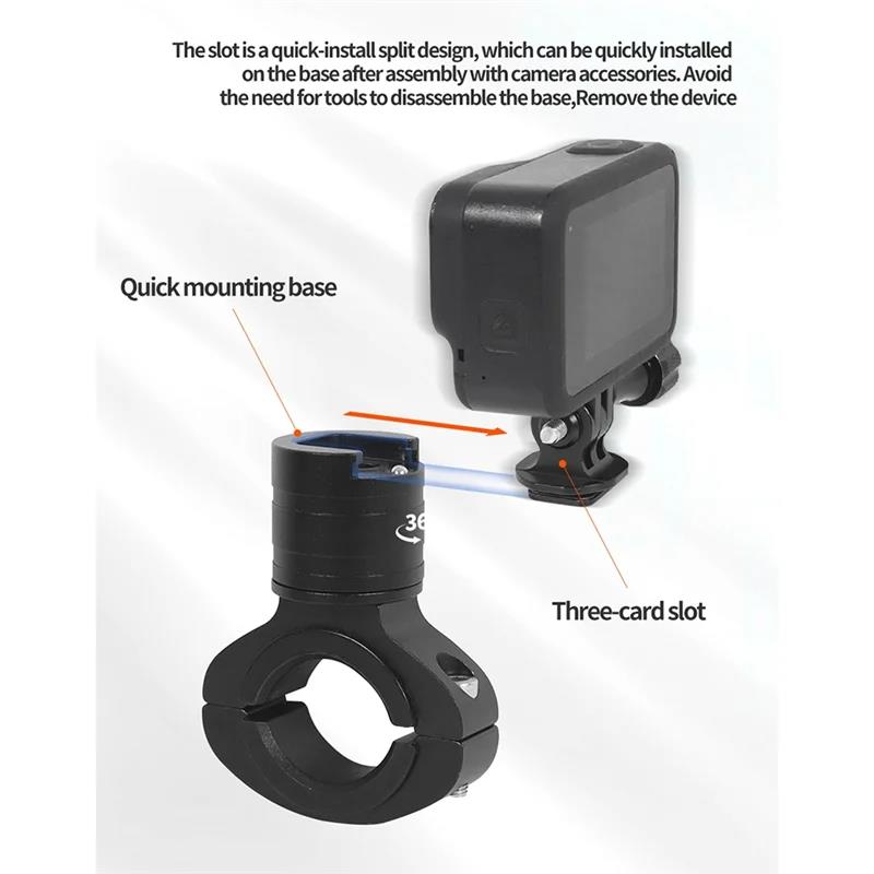 Motorcycle Bicycle Handlebar Aluminum Accessories Mount Clamp for GoPro Hero 13 12 DJI OSMO 360 Action 5Pro 6 Insta360