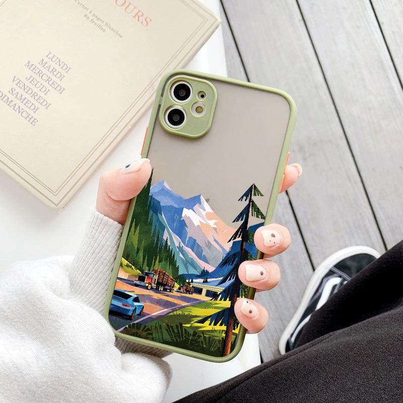 Hand Painted Phone Case For iphone X XS XR Scenery Shockproof Cases For iPhone 15 14 12 13 11 pro MAX Mini 7 8 Plus SE2 Cover