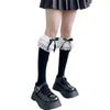 Lolita Oversized Lace Bow Mid Tube Socks Summer Sweet Lo Calf Socks Cotton Socks Lolita